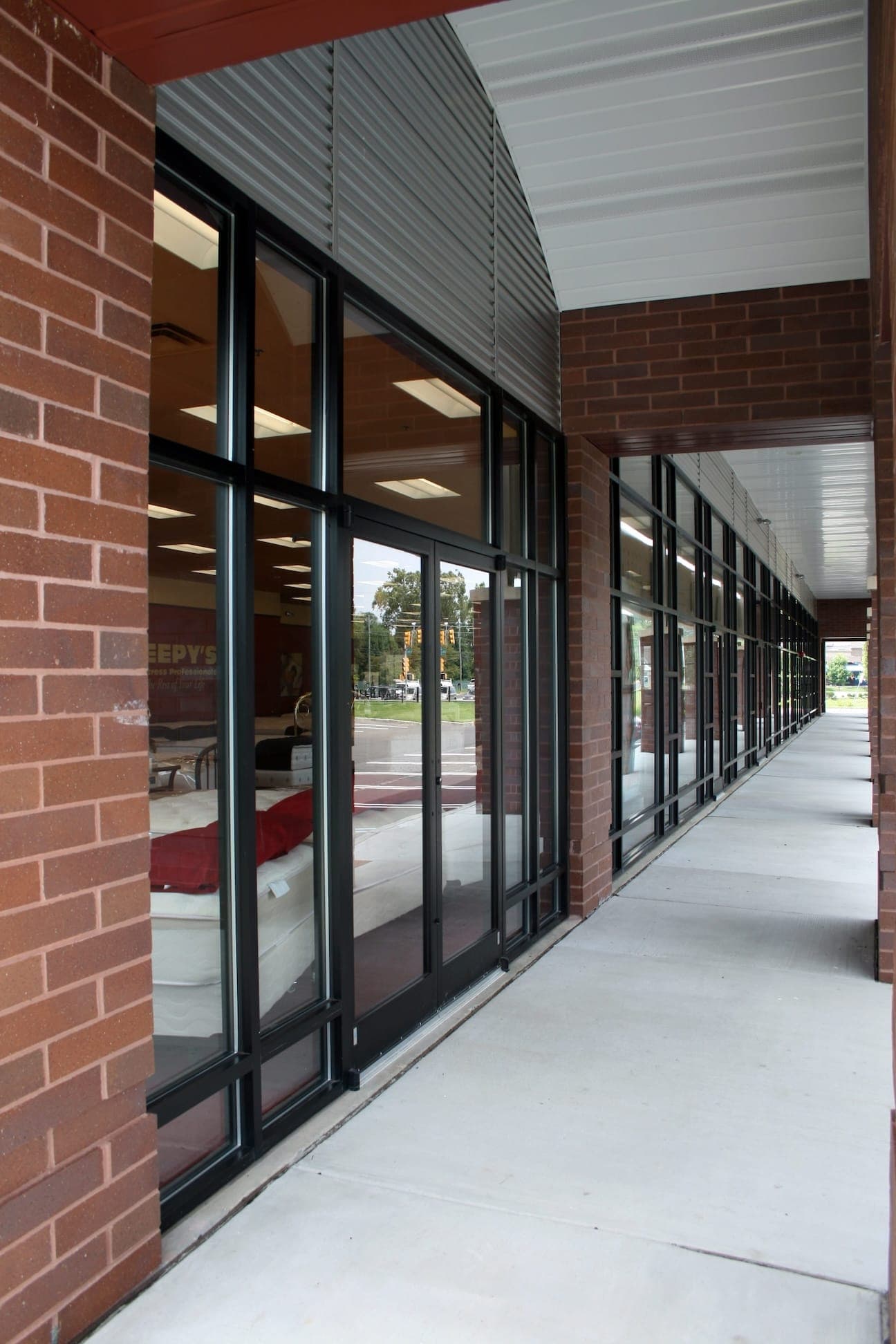 Commercial storefront glass and aluminum framing serviced by South Jersey Glass & Door
